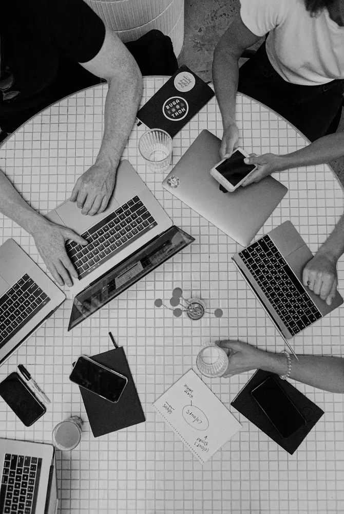 digital marketing team working in the office